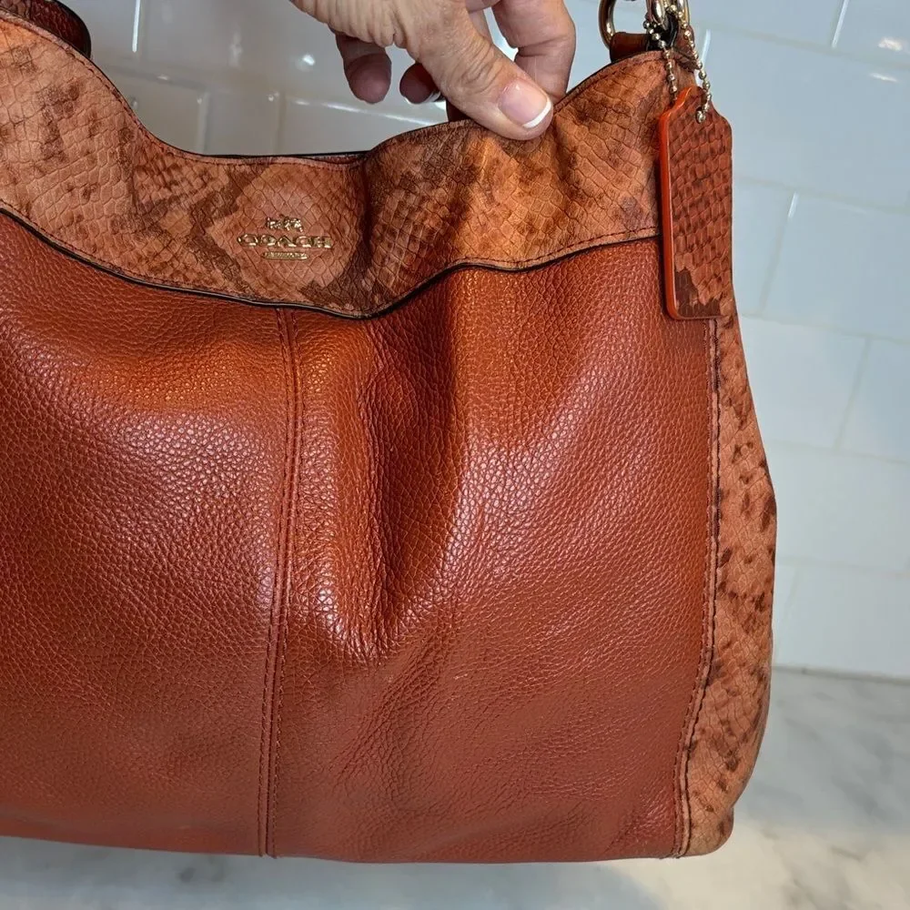 Coach Bag Purse Handbag Lexy Leather Snakeskin Pocketbook Shoulder Bag - HTF